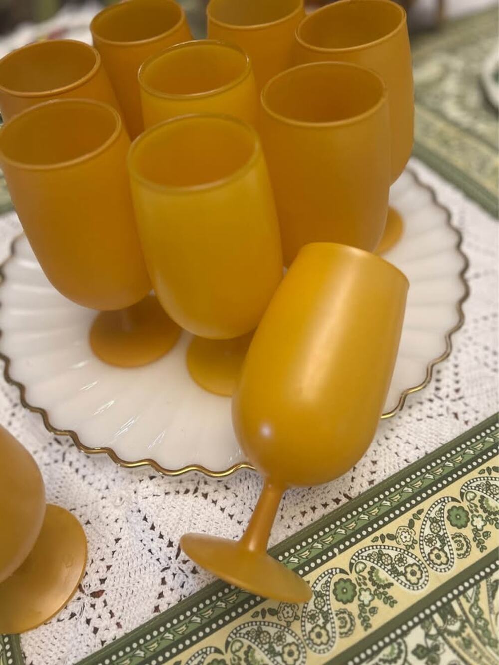 Set of 10 Marigold Yellow Glass Goblets – 12 oz Rainbow Glass